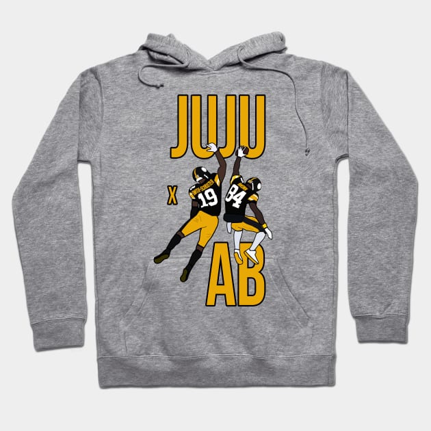 Juju Smith Schuster and Antonio Brown 'JUJU X AB' - Pittsburgh Steelers Iconic Duo Hoodie by xavierjfong